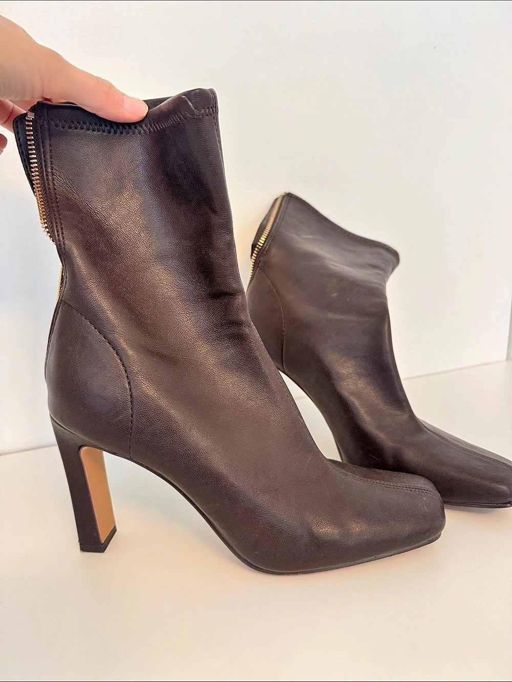 Steve Madden Brown Zip Heeled Boots Size 8M